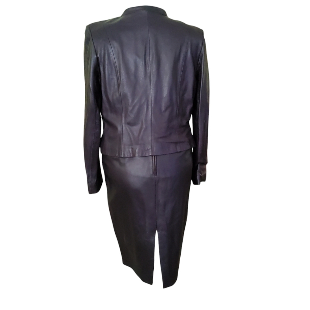 VINTAGE Butter soft purple leather suit Size 12 - Picture 10 of 11
